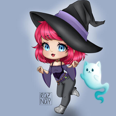 Chibi Razzy Witch &amp; Ghost Kitty